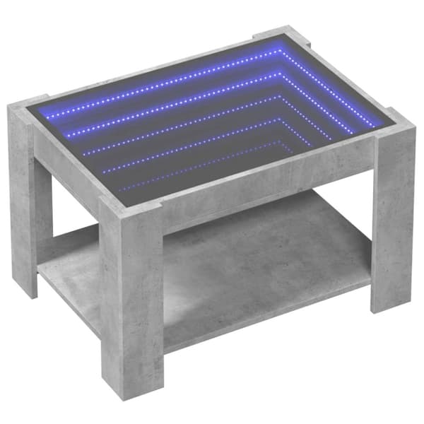 vidaXL Salongbord med LED betonggrå 73x53x45 cm konstruert tre