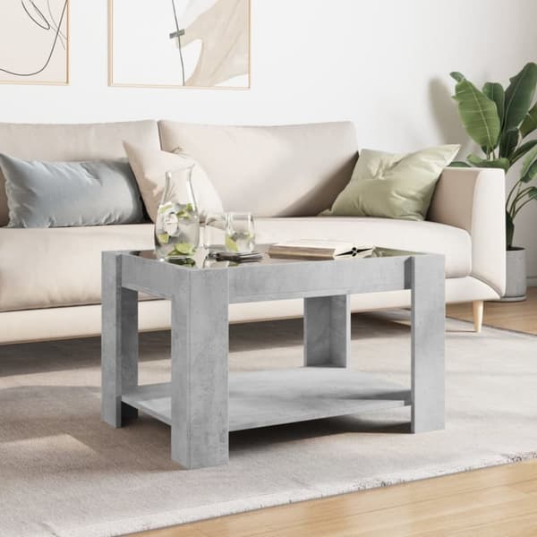 vidaXL Salongbord med LED betonggrå 73x53x45 cm konstruert tre