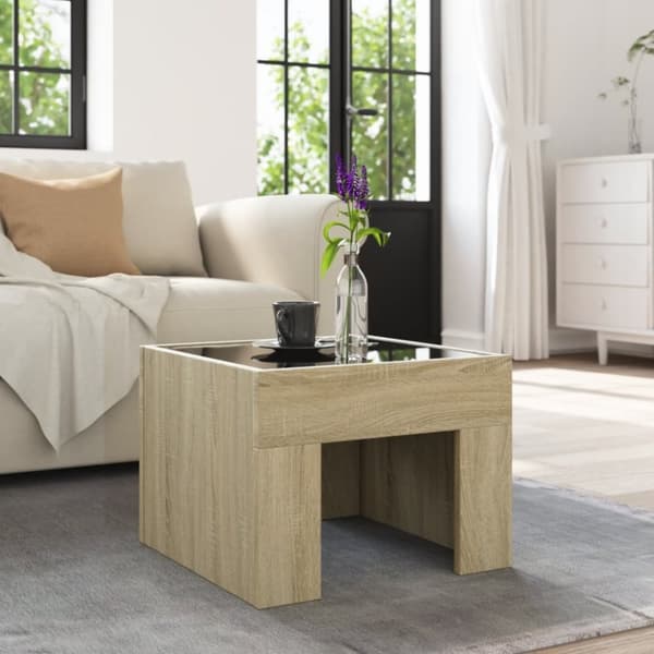 vidaXL Soffbord med Infinity LEDs sonoma-ek 40x40x30 cm