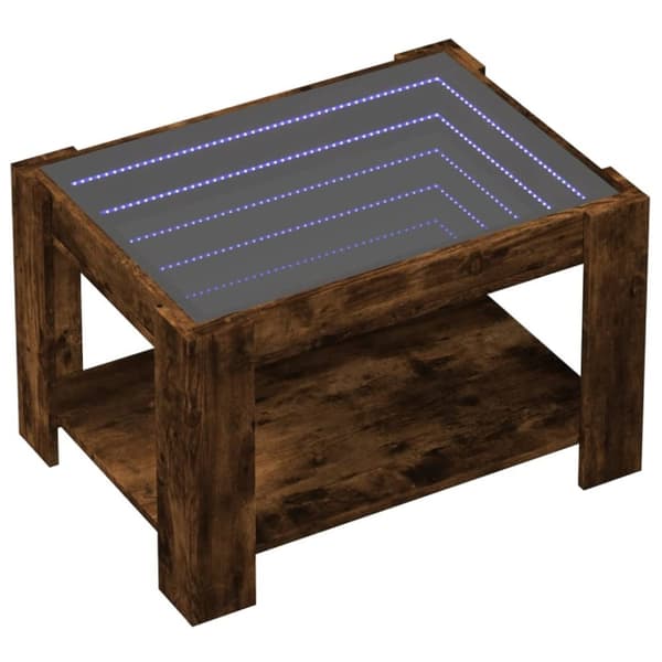 vidaXL Soffbord med LEDs rökfärgad ek 73x53x45 cm konstruerat trä