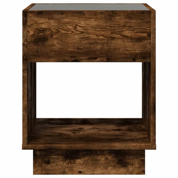 vidaXL sohvapöytä Infinity LED-valoilla savutammi 40x40x50 cm