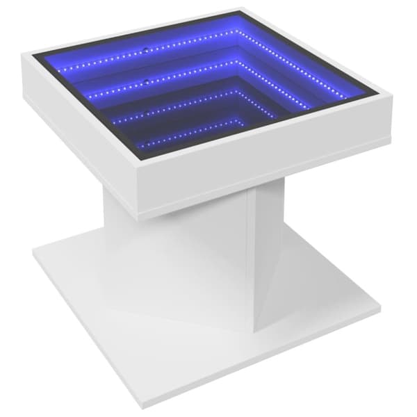 vidaXL sofabord med LED-lys 50x50x45 cm konstrueret træ hvid