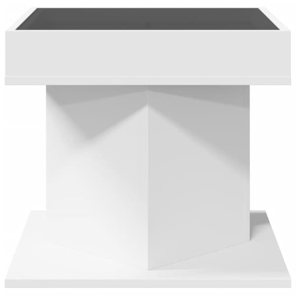 vidaXL sofabord med LED-lys 50x50x45 cm konstrueret træ hvid