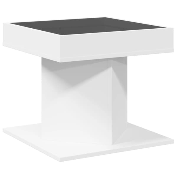 vidaXL sofabord med LED-lys 50x50x45 cm konstrueret træ hvid