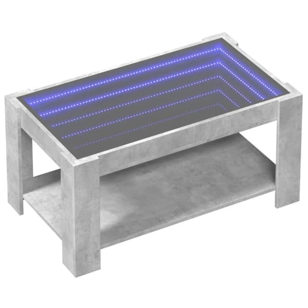 vidaXL sofabord med LED-lys 93x53x45 cm konstrueret træ betongrå