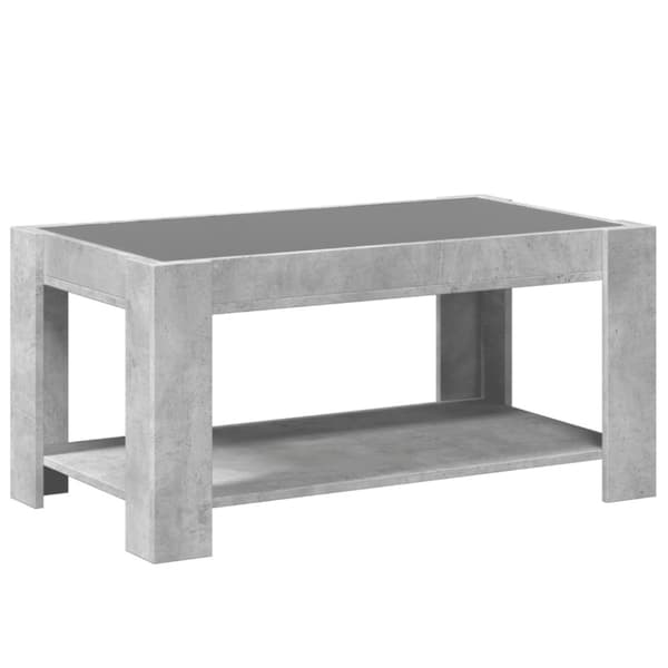 vidaXL sofabord med LED-lys 93x53x45 cm konstrueret træ betongrå