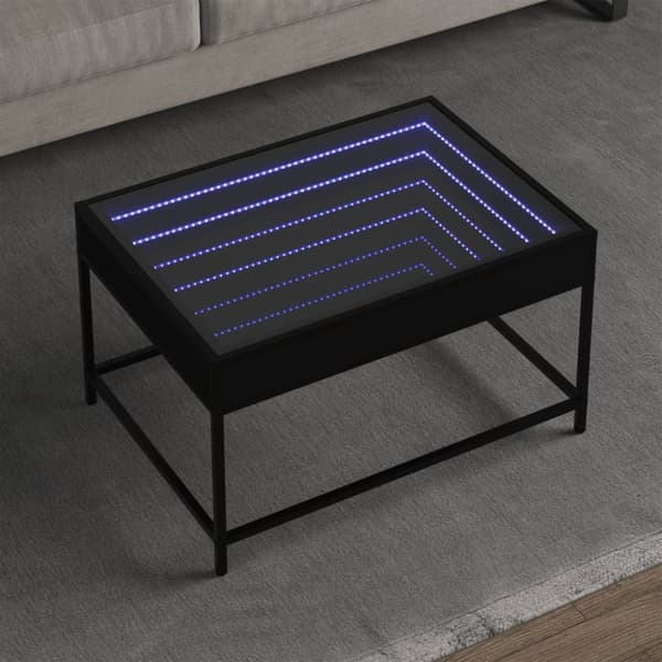 vidaXL sofabord med Infinity LED-lys 70x50x41 cm sort