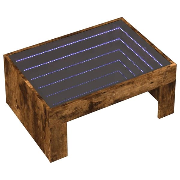 vidaXL sofabord med Infinity LED-lys 70x50x30 cm røget egetræsfarve