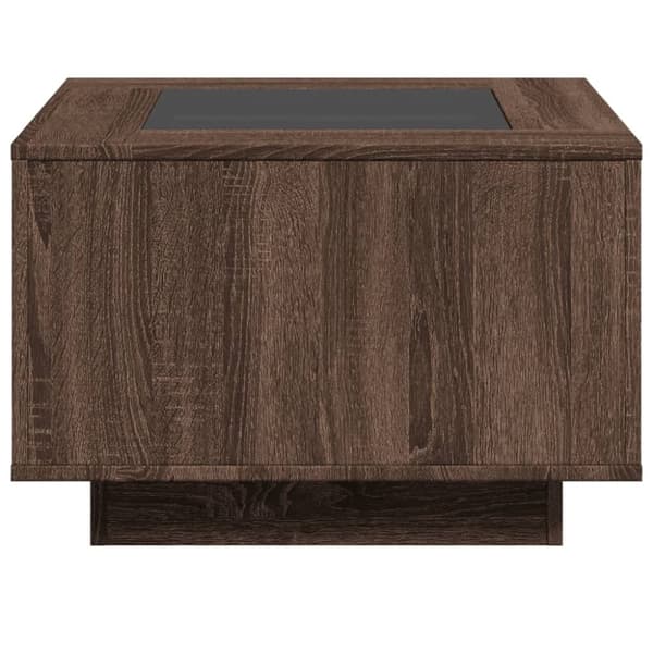 vidaXL sofabord med LED-lys 60x60x40 cm konstrueret træ brunt eg