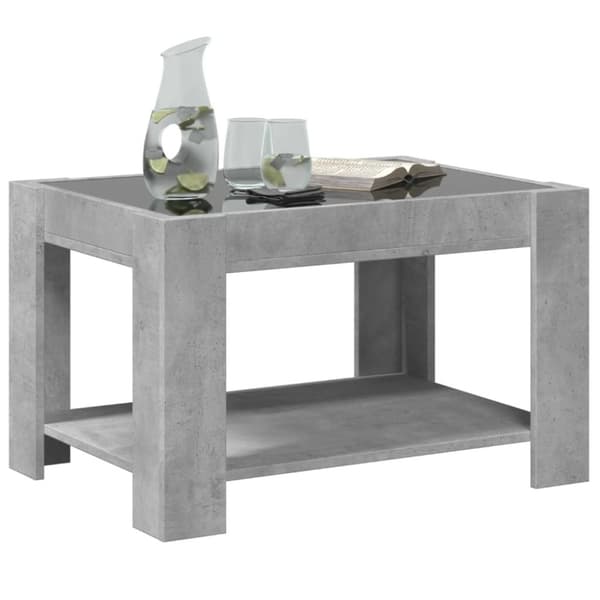 vidaXL sofabord med LED-lys 73x53x45 cm konstrueret træ betongrå