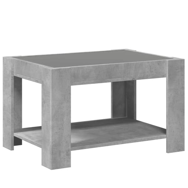 vidaXL sofabord med LED-lys 73x53x45 cm konstrueret træ betongrå