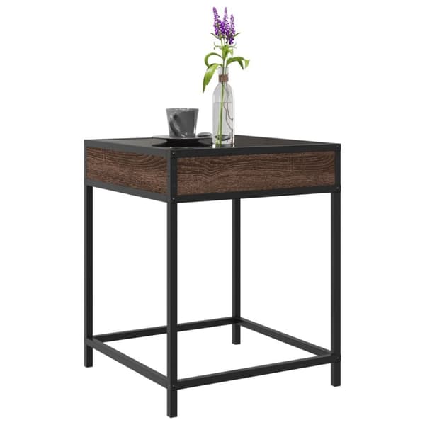 vidaXL sofabord med Infinity LED-lys 40x40x51 cm brun egetræsfarve