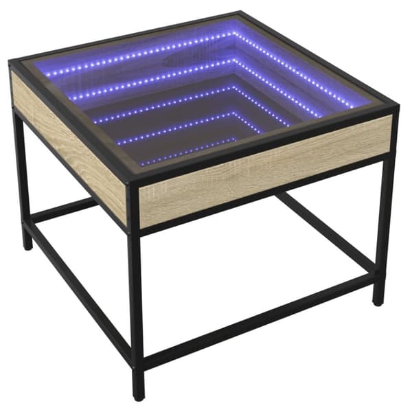 vidaXL sofabord med Infinity LED-lys 50x50x41 cm sonoma-eg