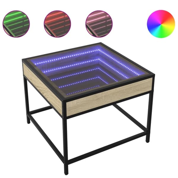 vidaXL sofabord med Infinity LED-lys 50x50x41 cm sonoma-eg