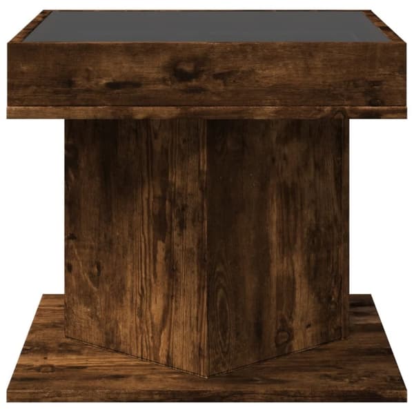 vidaXL Sohvapöytä LED-valoilla savutammi 50x50x45 cm tekninen puu