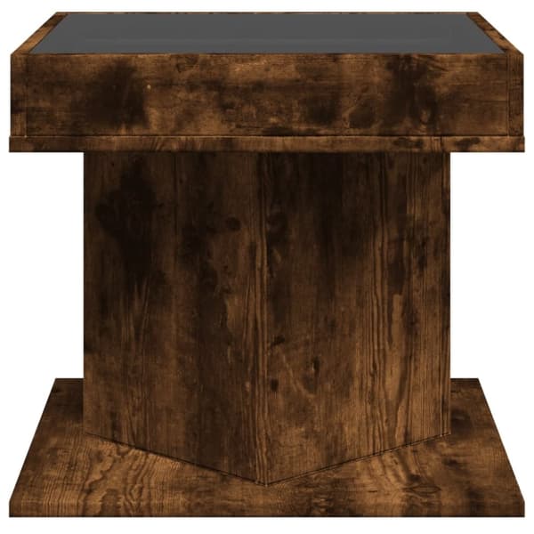 vidaXL Sohvapöytä LED-valoilla savutammi 50x50x45 cm tekninen puu
