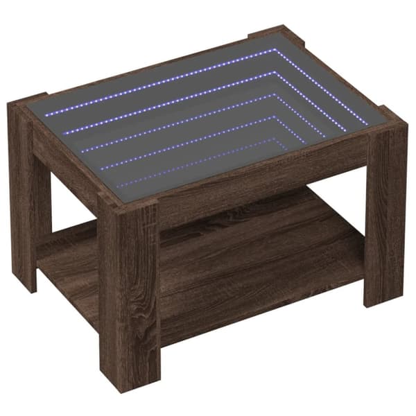 vidaXL Sohvapöytä LED-valoilla ruskea tammi 73x53x45 cm tekninen puu