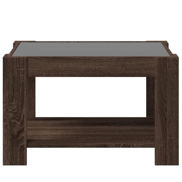 vidaXL Sohvapöytä LED-valoilla ruskea tammi 73x53x45 cm tekninen puu