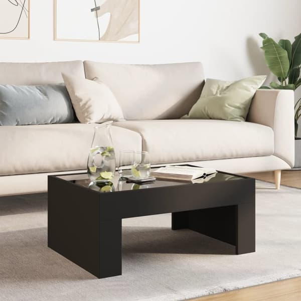 vidaXL sofabord med Infinity LED-lys 70x50x30 cm sort