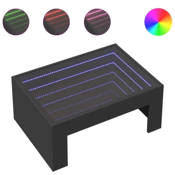 vidaXL sofabord med Infinity LED-lys 70x50x30 cm sort