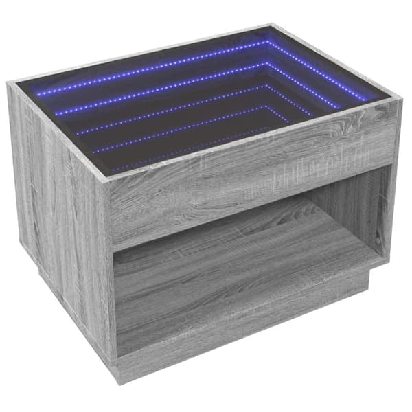 vidaXL sofabord med Infinity LED-lys 70x50x50 cm grå sonoma-eg