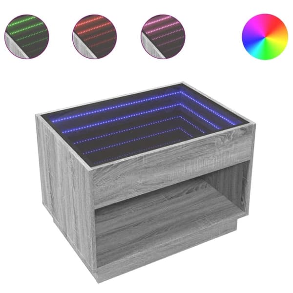 vidaXL sohvapöytä Infinity LED-valoilla harmaa Sonoma 70x50x50 cm