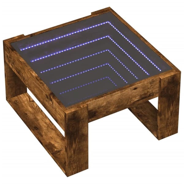vidaXL sohvapöytä Infinity LED-valoilla savutammi 50x53x30 cm