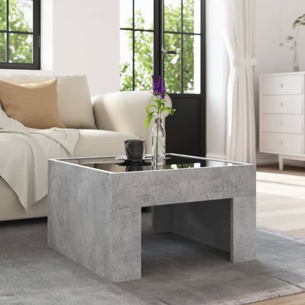 vidaXL sofabord med Infinity LED-lys 50x50x30 cm betongrå
