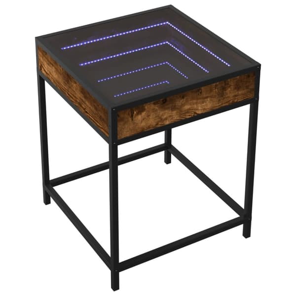 vidaXL sofabord med Infinity LED-lys 40x40x51 cm røget egetræsfarve