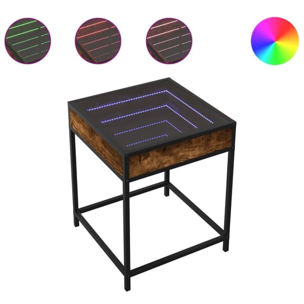 vidaXL sohvapöytä Infinity LED-valoilla savutammi 40x40x51 cm