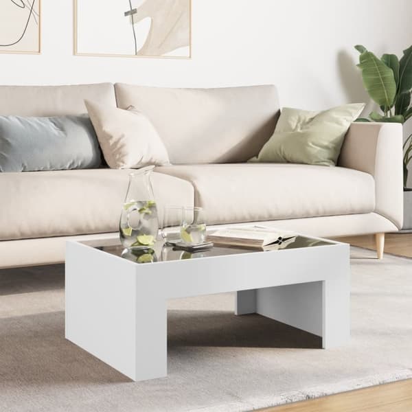 vidaXL sohvapöytä Infinity LED-valoilla valkoinen 70x50x30 cm