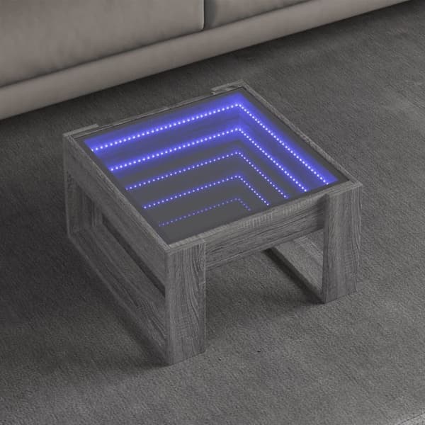 vidaXL sofabord med Infinity LED-lys 50x53x30 cm grå sonoma-eg