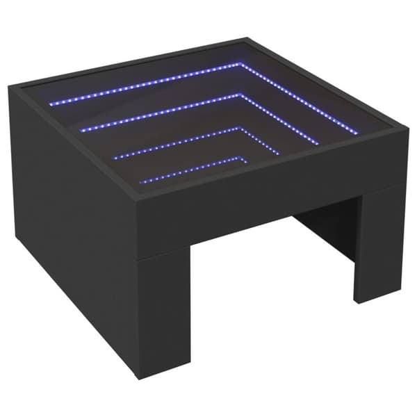 vidaXL sofabord med Infinity LED-lys 50x50x30 cm sort