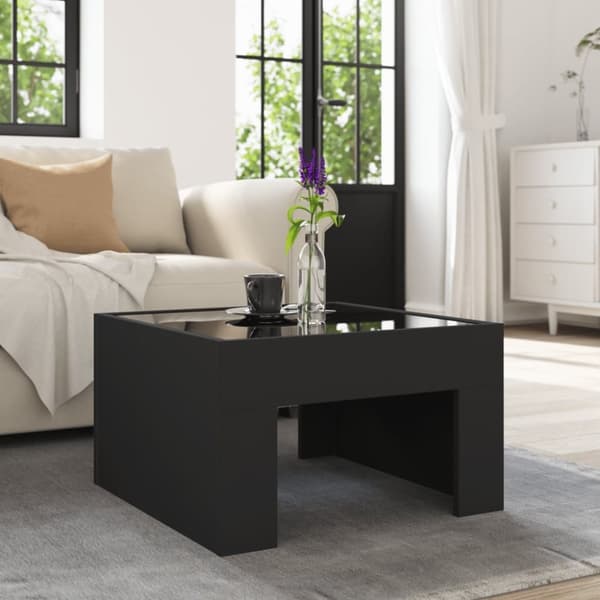 vidaXL sofabord med Infinity LED-lys 50x50x30 cm sort