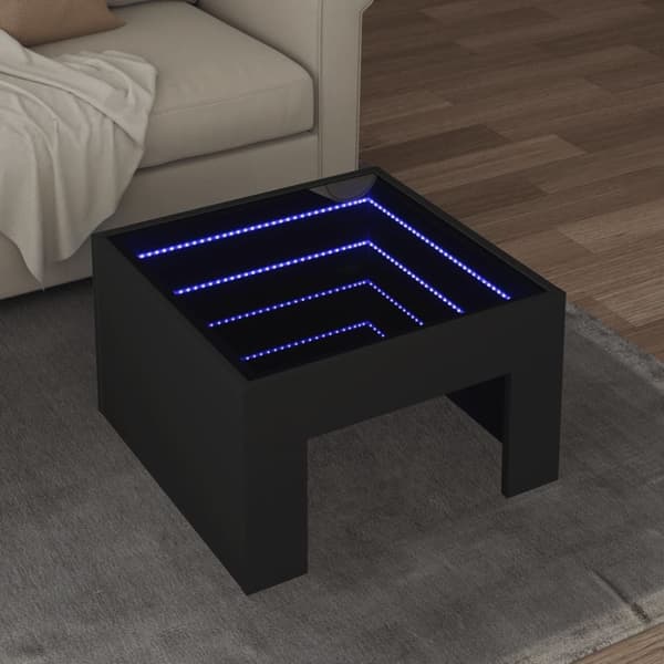 vidaXL sofabord med Infinity LED-lys 50x50x30 cm sort