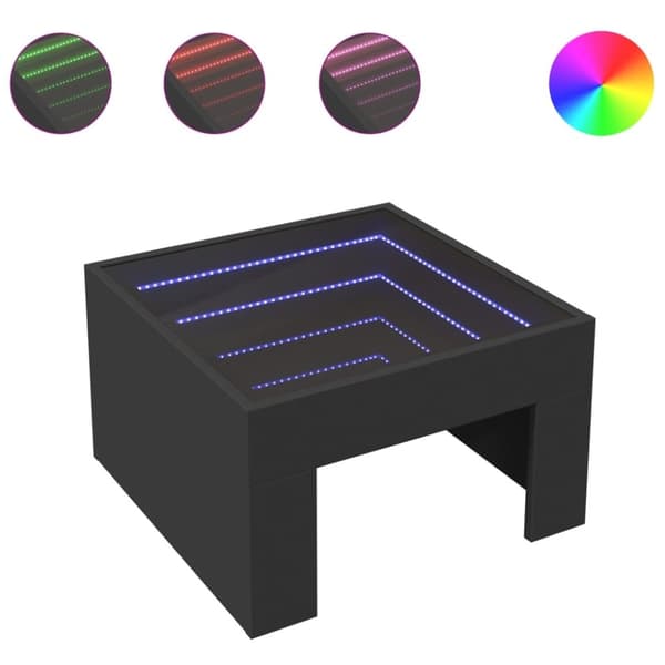 vidaXL sofabord med Infinity LED-lys 50x50x30 cm sort
