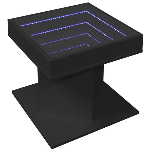 vidaXL sofabord med LED-lys 50x50x45 cm konstrueret træ sort