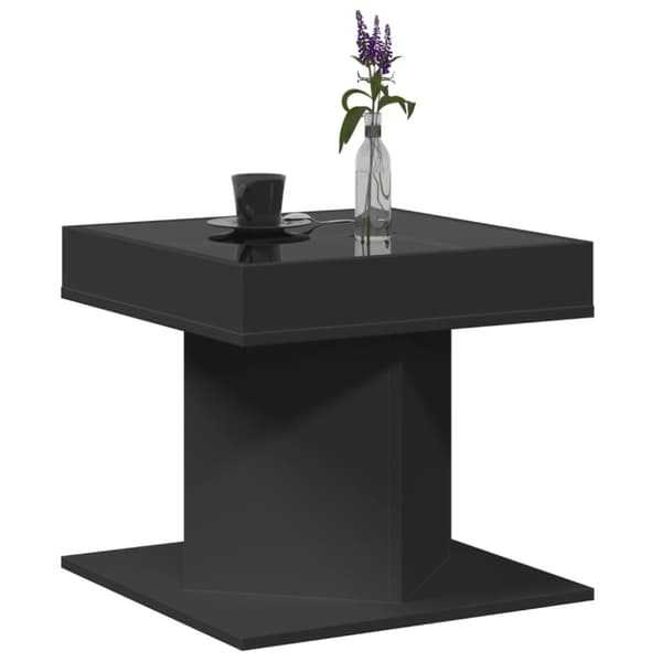 vidaXL sofabord med LED-lys 50x50x45 cm konstrueret træ sort