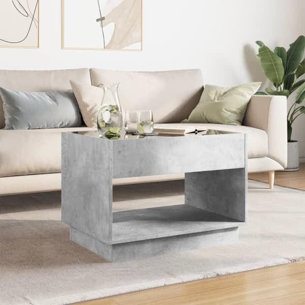 vidaXL sohvapöytä Infinity LED-valoilla betonin harmaa 70x50x50 cm