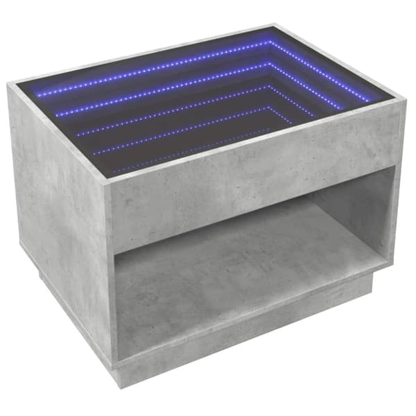 vidaXL sohvapöytä Infinity LED-valoilla betonin harmaa 70x50x50 cm