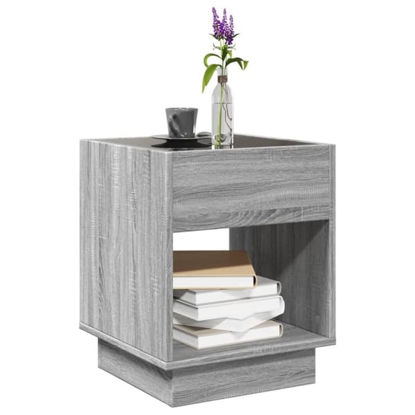 vidaXL sofabord med Infinity LED-lys 40x40x50 cm grå sonoma-eg