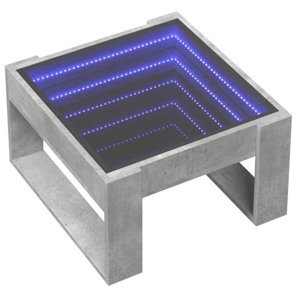 vidaXL Soffbord med Infinity LEDs betonggrå 50x53x30 cm