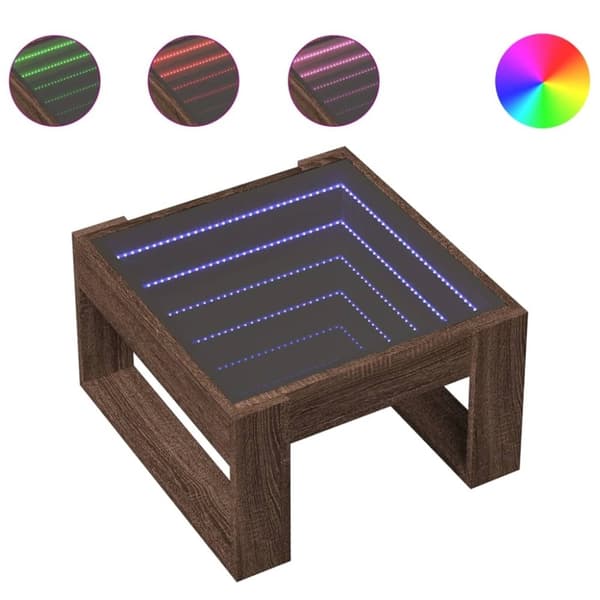 vidaXL Salongbord med Infinity LED brun eik 50x53x30 cm