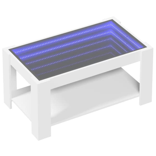 vidaXL Soffbord med LEDs vit 93x53x45 cm konstruerat trä