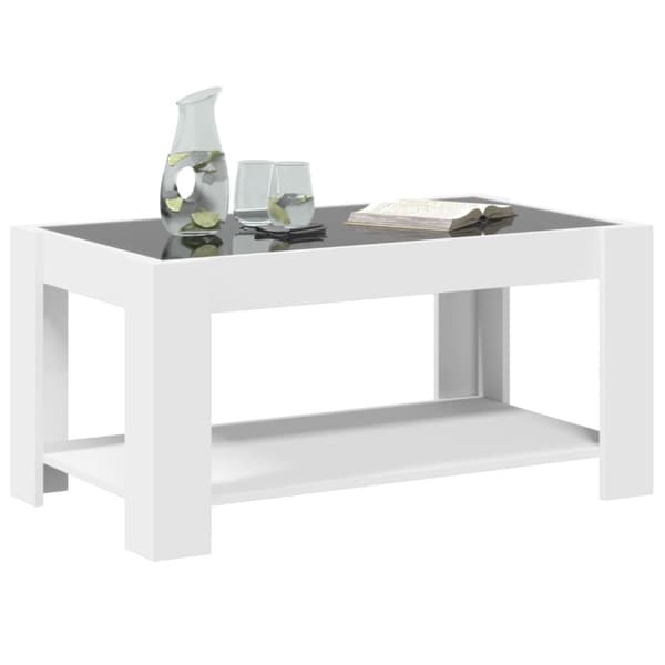 vidaXL Soffbord med LEDs vit 93x53x45 cm konstruerat trä