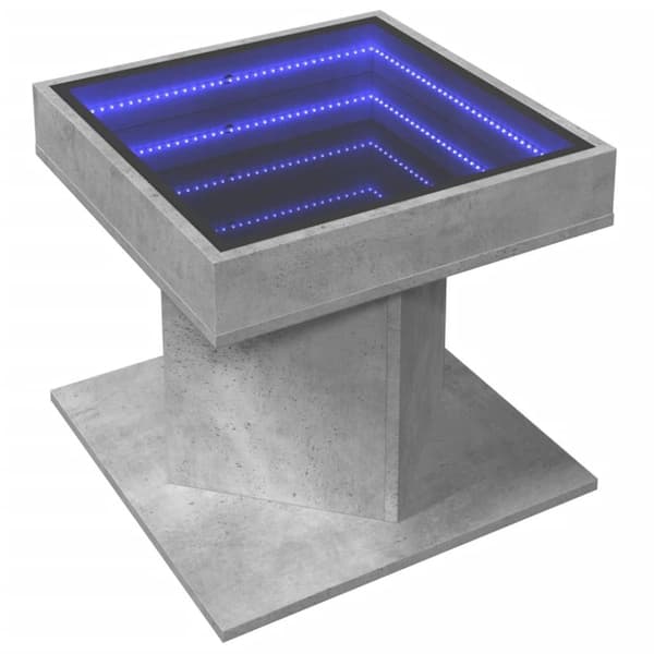 vidaXL Soffbord med LEDs betonggrå 50x50x45 cm konstruerat trä