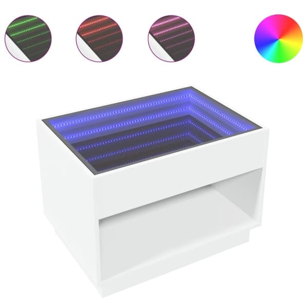 vidaXL Salongbord med Infinity LED hvit 70x50x50 cm