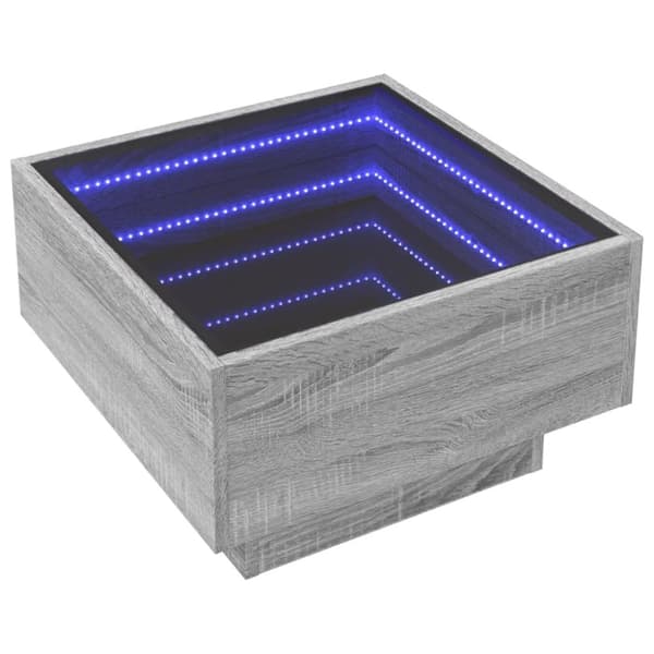 vidaXL Salongbord med LED grå sonoma 50x50x30 cm konstruert tre