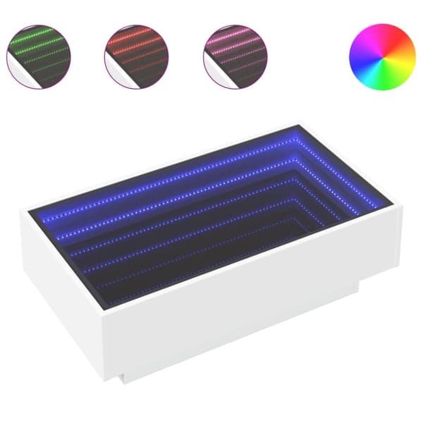 vidaXL Soffbord med LEDs vit 90x50x30 cm konstruerat trä
