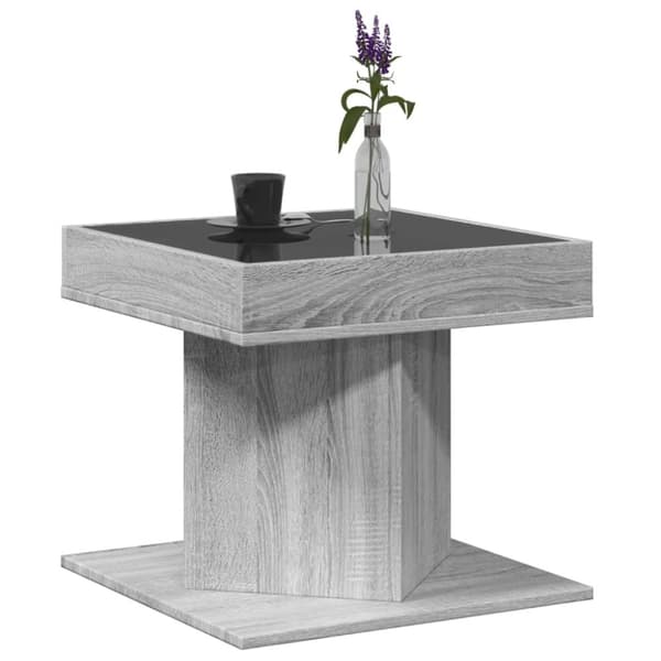 vidaXL Salongbord med LED grå sonoma 50x50x45 cm konstruert tre
